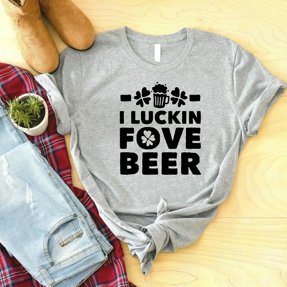St Patrick's Day Shirt, I Luckin Fove Beer Shirt, Happy St Patrick's Day Shirt - Picture 1 of 2